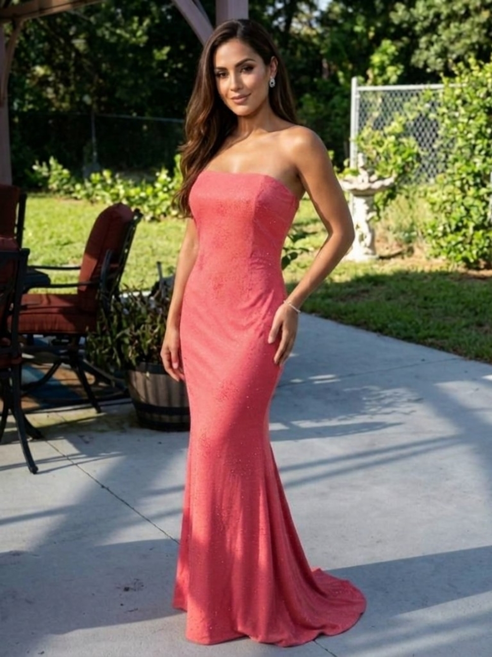 Y2K Jessica MCclintock Strapless Glitter Evening Gown